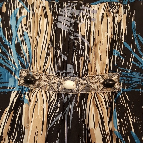 Anna Sui print silk top w/ zipper - size 2 - Picture 5 of 6